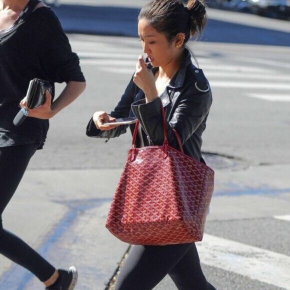 Goyard St Louis GM Red Shoulder Tote Bag & Pouch Goyardine Saint Louis Purse - Picture 8 of 13